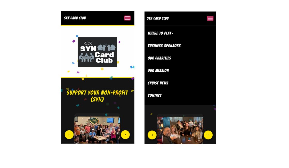 Shift Tech portfolio — SYN Card Club mobile responsive design