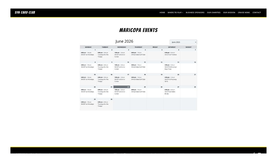 Shift Tech portfolio — SYN Card Club iCal event calendar